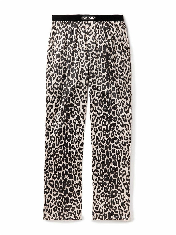 Photo: TOM FORD - Leopard-Print Velvet-Trimmed Silk-Blend Pyjama Trousers - Animal print