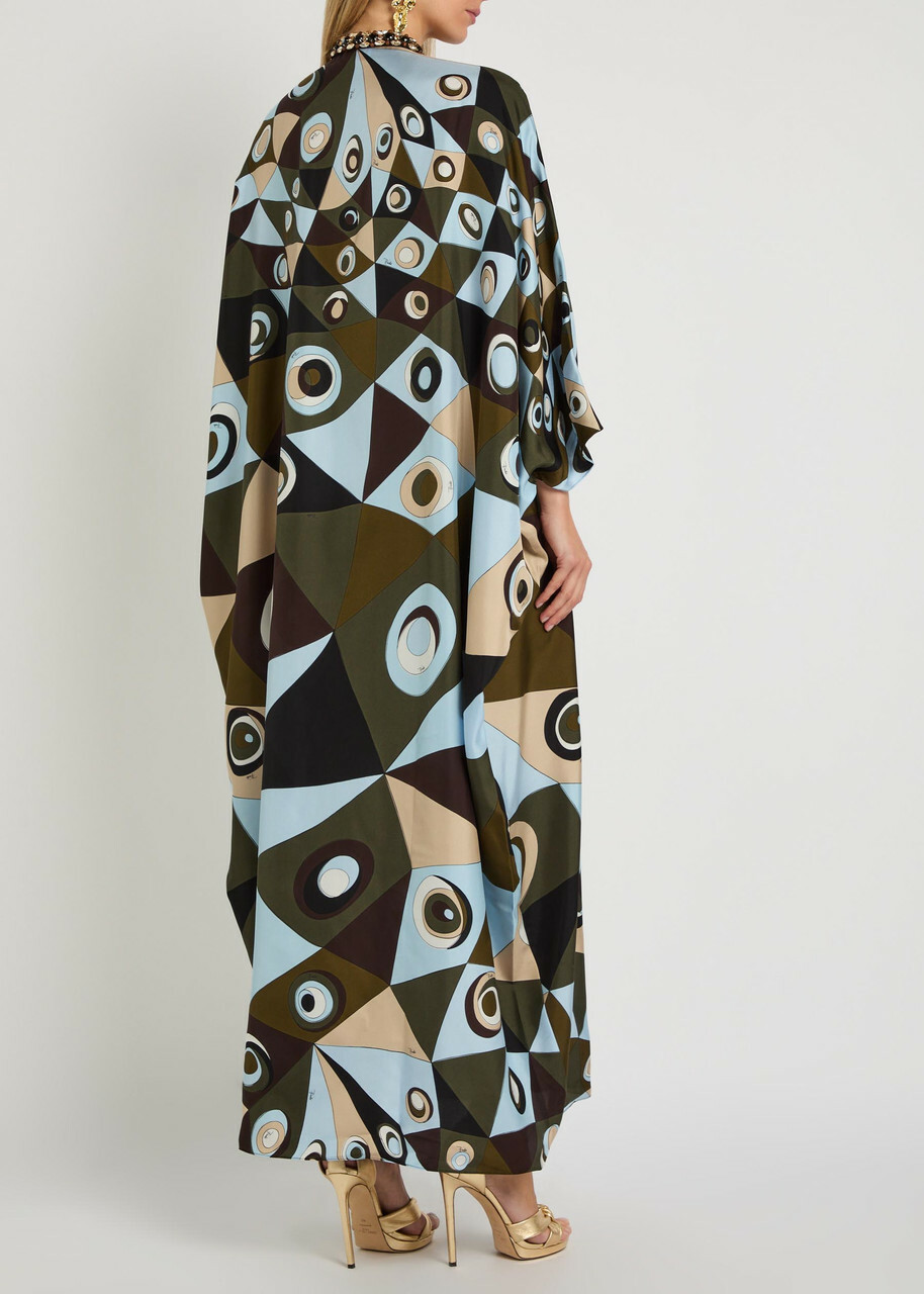Pucci Printed Crystal-embellished Silk Maxi Kaftan Dress Multicoloured