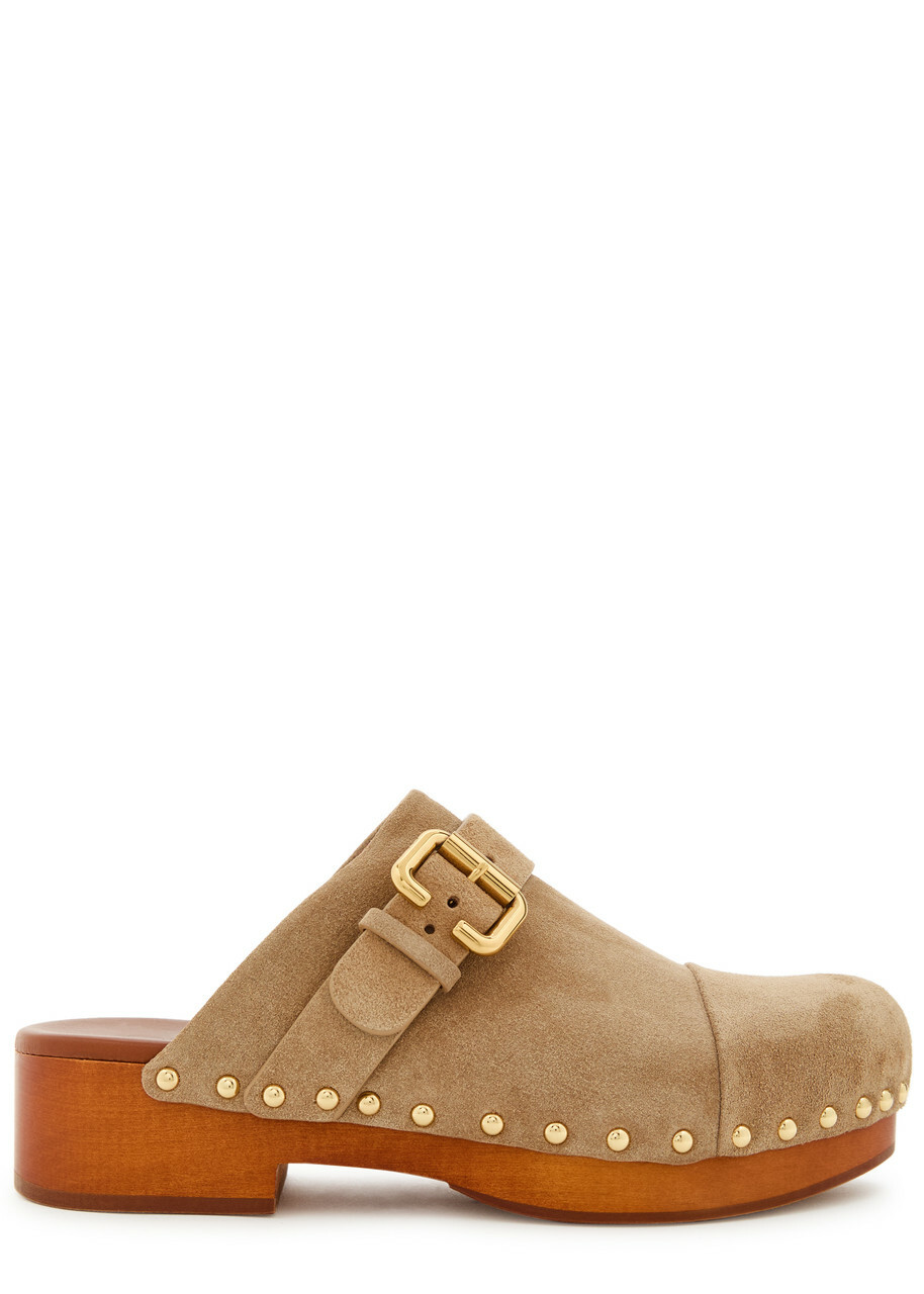 Chloe Jeannette 40 Suede Clogs Beige