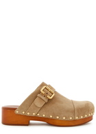 Chloe Jeannette 40 Suede Clogs Beige