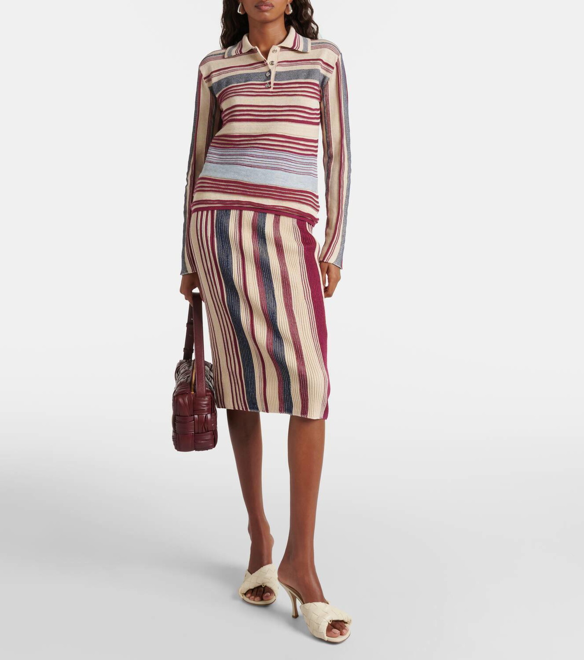 【関税&送料込】Bottega Veneta Embroidered Cotton Blend Skir BOTTEGA VENETA Cotton-canvas skirt | NET-A-PORTER