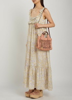 Chloe Summer Banana Mini Leather and Raffia Tote - Natural - One Size