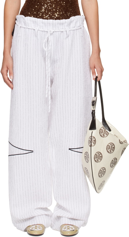 Photo: Tory Burch SSENSE Exclusive White Cotton Baggy Trousers