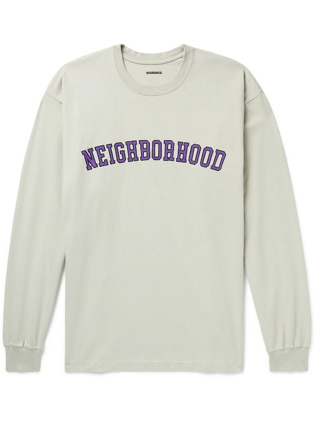 Photo: Neighborhood - University Logo-Print Cotton-Jersey T-Shirt - Neutrals