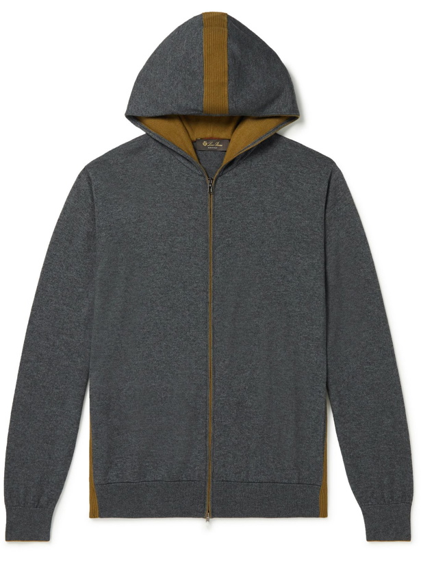 Photo: LORO PIANA - Cotton and Cashmere-Blend Zip-Up Hoodie - Gray