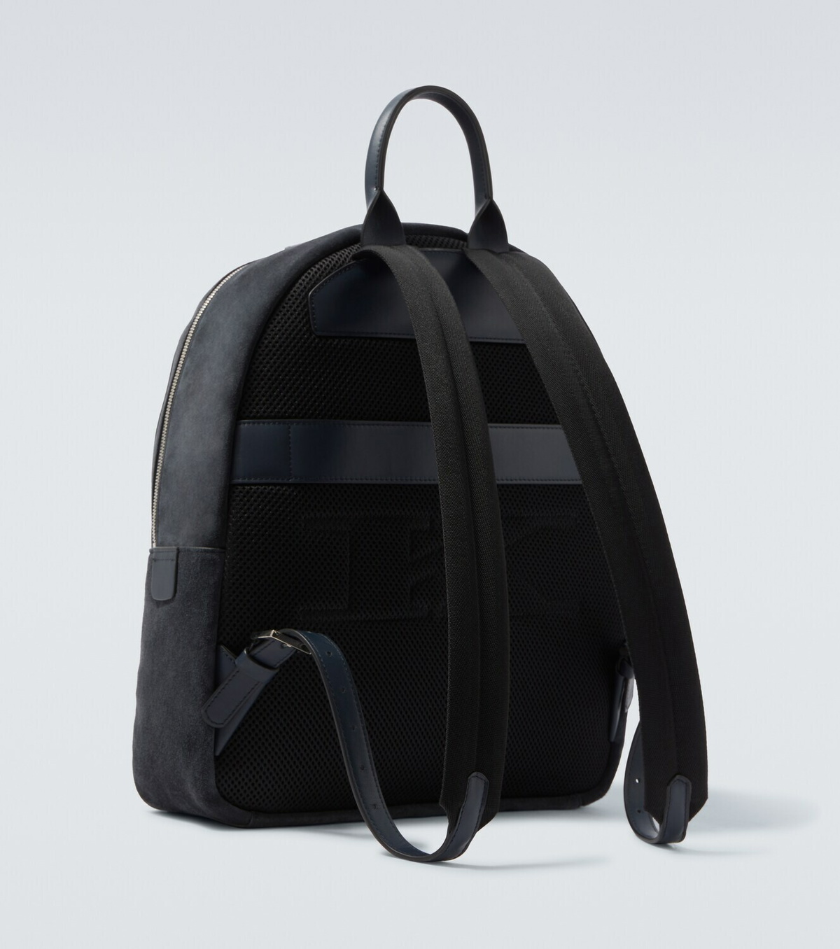 Kiton Leather-trimmed suede backpack