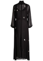 Forte_forte Embellished Chiffon Midi Shirt Dress Black