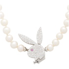 Hatton Labs Silver Playboy Edition Freshwater Bunny Pearls Necklace