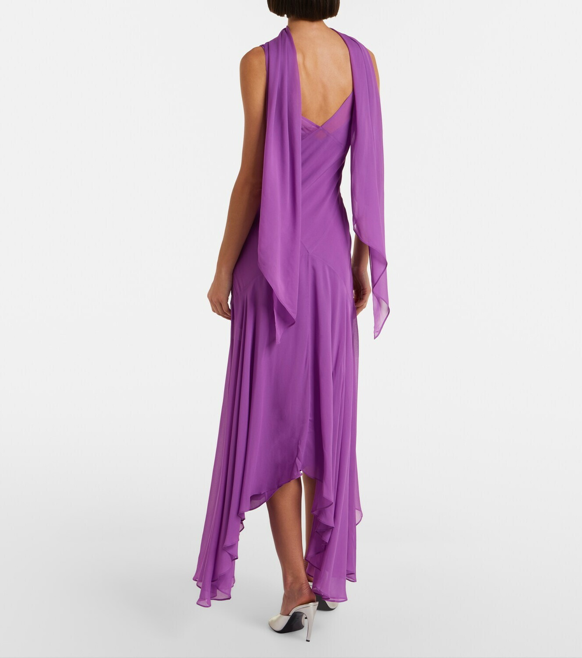 De La Vali Mystica asymmetric georgette midi dress