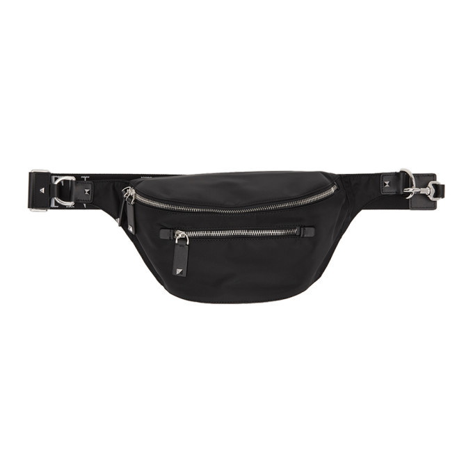 Photo: Valentino Black Valentino Garavani VLTN Strap Waist Bag