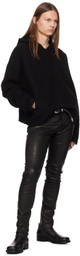 John Elliott Black Glitch Jacquard Poncho Hoodie