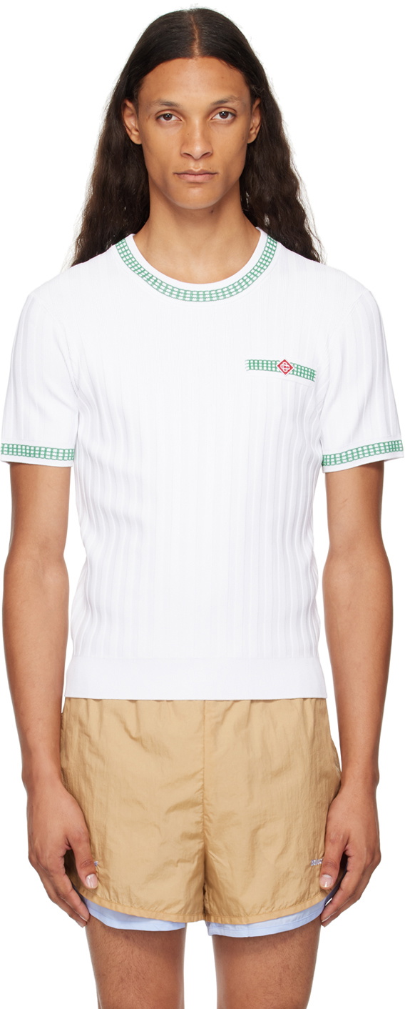 Casablanca White Rib Effect T-Shirt Casablanca