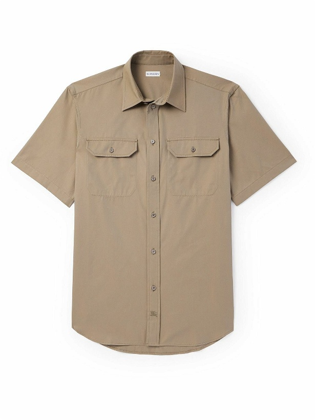 Photo: Burberry - Logo-Embroidered Cotton-Twill Shirt - Brown