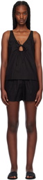 Deiji Studios Black U Shape Cotton Tank Top & Shorts Set