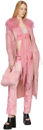 Blumarine Pink Suede Raincoat