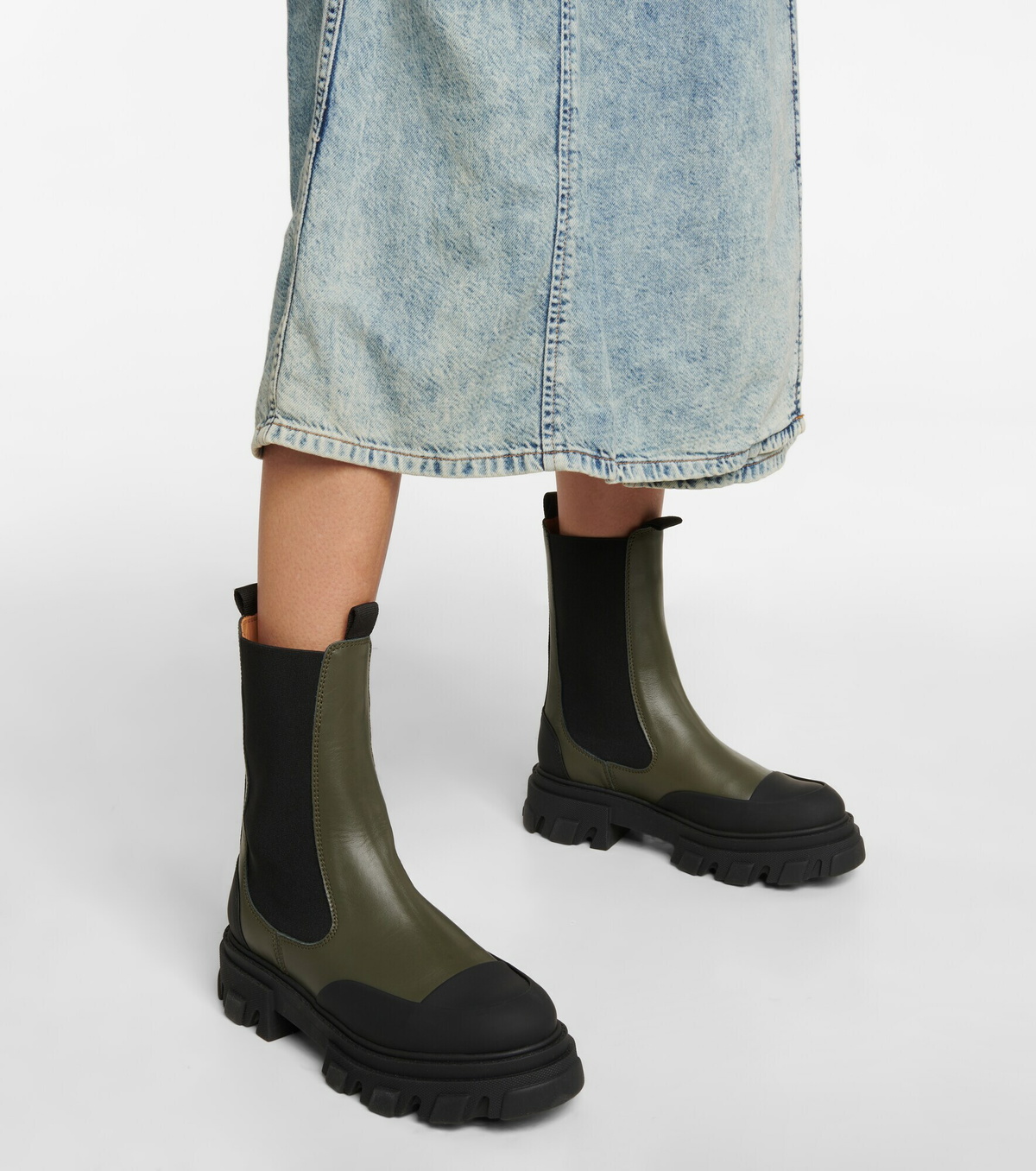 GANNI Cleated Low Chelsea Boots - Blue | Garmentory