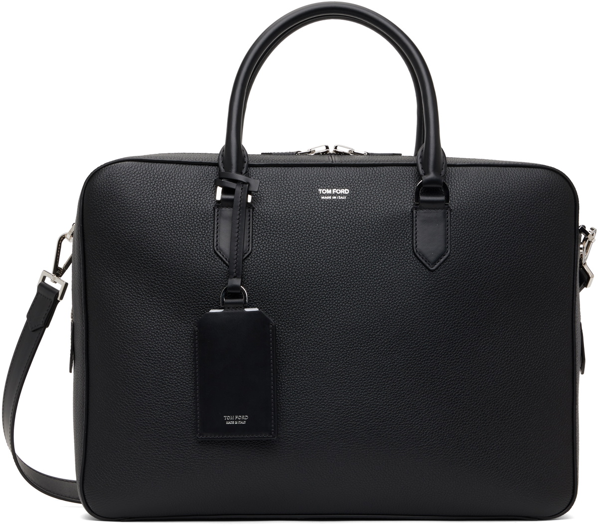 TOM FORD Black Soft Grain Leather Elliot Briefcase