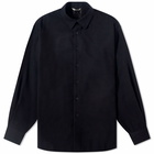 Auralee Men's Wool Viyella Shirt in Dark Navy