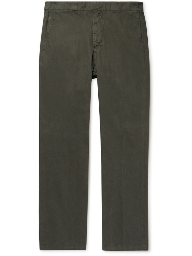 Photo: Aspesi - Straight-Leg Garment-Dyed Cotton Suit Trousers - Green