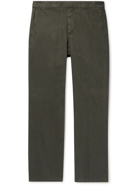 Aspesi - Straight-Leg Garment-Dyed Cotton Suit Trousers - Green