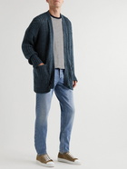 Mr P. - Ribbed Linen Cardigan - Blue