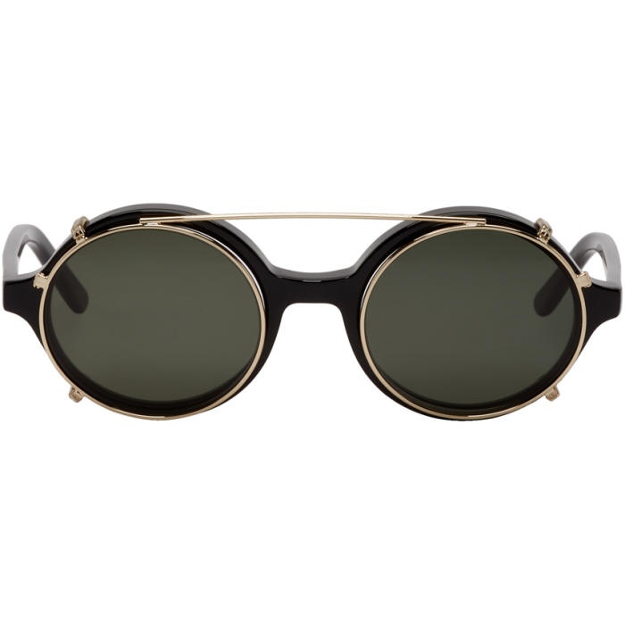 Photo: Han Kjobenhavn Black and Gold Doc Clip-On Sunglasses 