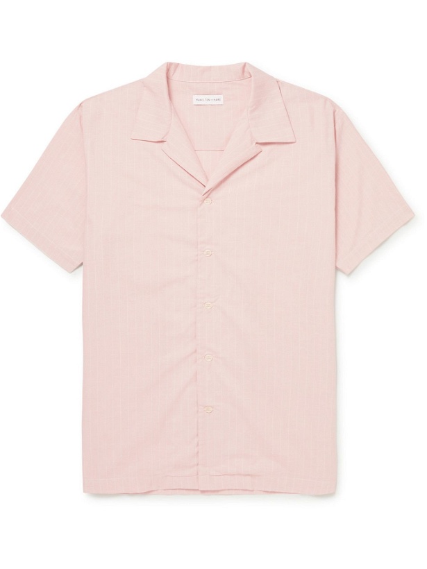 Photo: Hamilton And Hare - Camp-Collar Pinstriped Cotton Pyjama Shirt - Pink