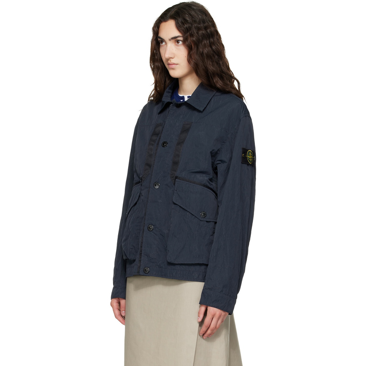 Stone Island Navy Q100008 Warp Rib Nylon-TC Jacket