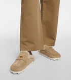 Miu Miu Shearling-lined suede slippers