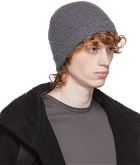 Sunspel Grey Recycled Cashmere Ribbed Beanie