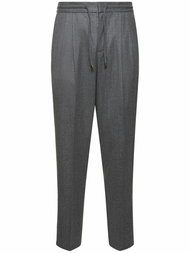 Photo: BRUNELLO CUCINELLI Wool Flannel Jogger Pants