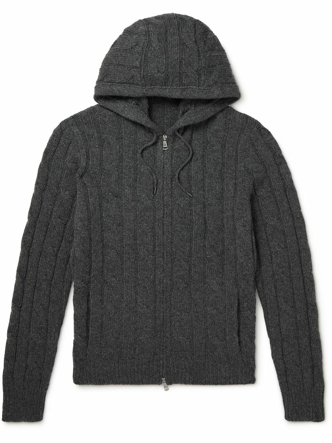 Cable-Knit Zip-Up Hoodie