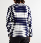 adidas Consortium - Human Made Logo-Embroidered Striped Cotton-Jersey T-Shirt - Blue