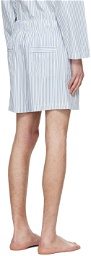 Tekla Blue & White Striped Pyjama Shorts