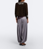 Jacques Wei Leather-trimmed satin wide-leg pants