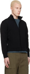 C.P. Company Black Compact Cotton Zipped Cardigan Sweater