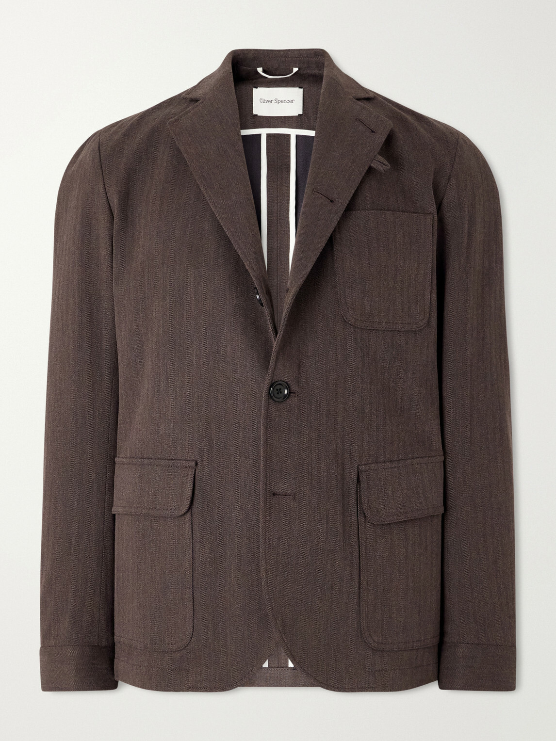 Oliver Spencer - Solms Cotton-Blend Herringbone Suit Jacket - Brown