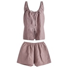 Deiji Studios Women's Open Linen Short Set in Musk Check