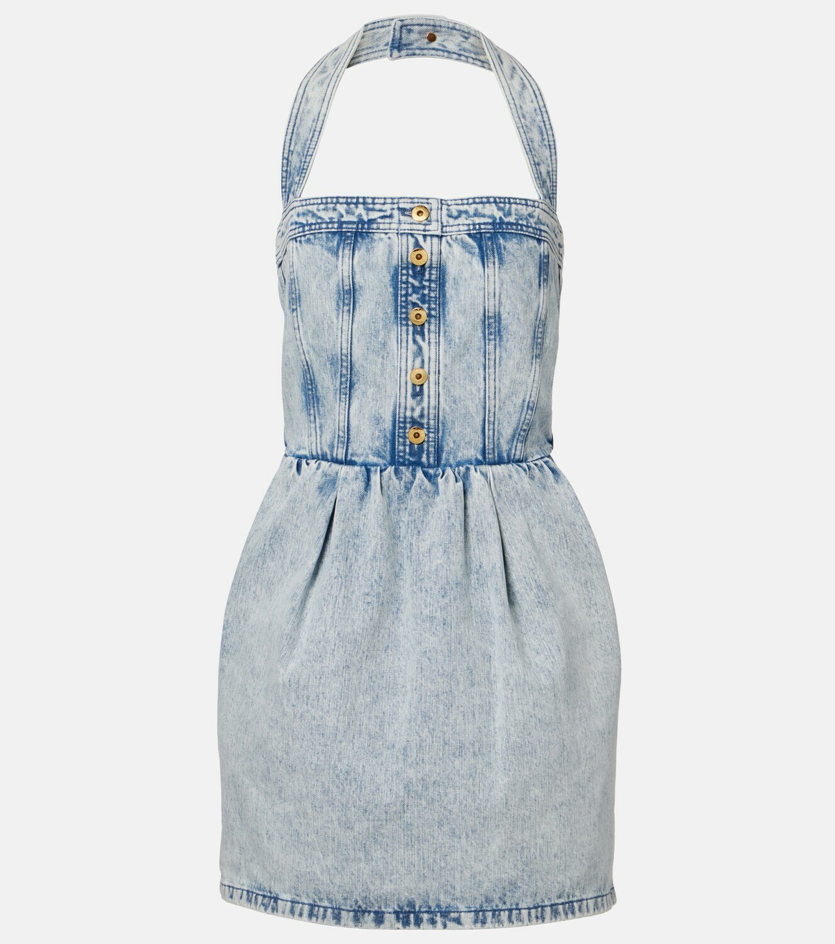 Patou Halterneck denim minidress