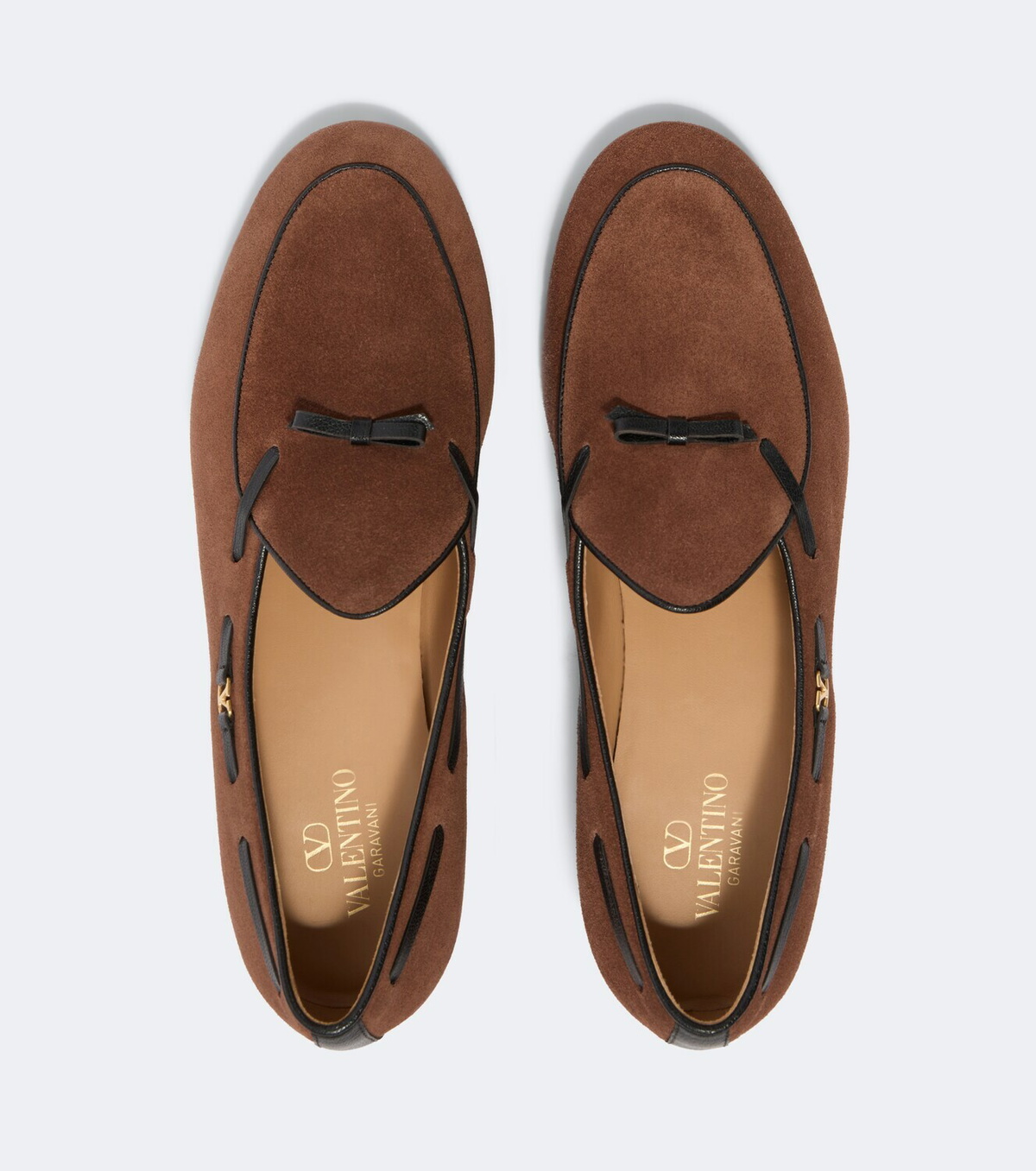 Valentino Garavani VLogo leather-trimmed suede loafers