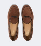 Valentino Garavani VLogo leather-trimmed suede loafers