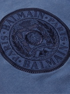Balmain - Logo-Embroidered Cotton-Jersey Sweatshirt - Blue