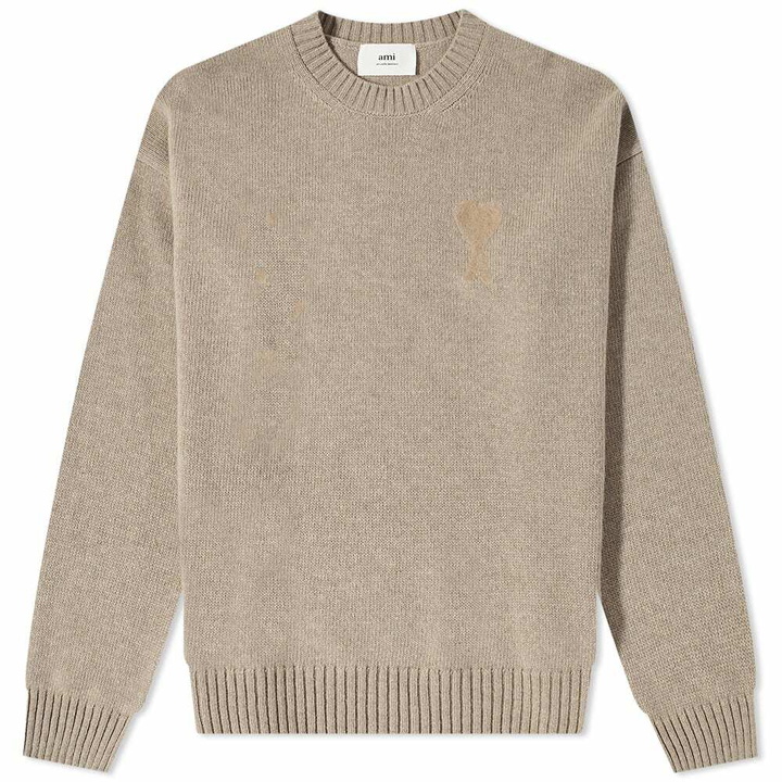 Photo: AMI Men's Tonal A Heart Crew Knit in Beige