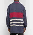 Vetements - Oversized Distressed Cotton-Blend Jersey Polo Shirt - Men - Navy