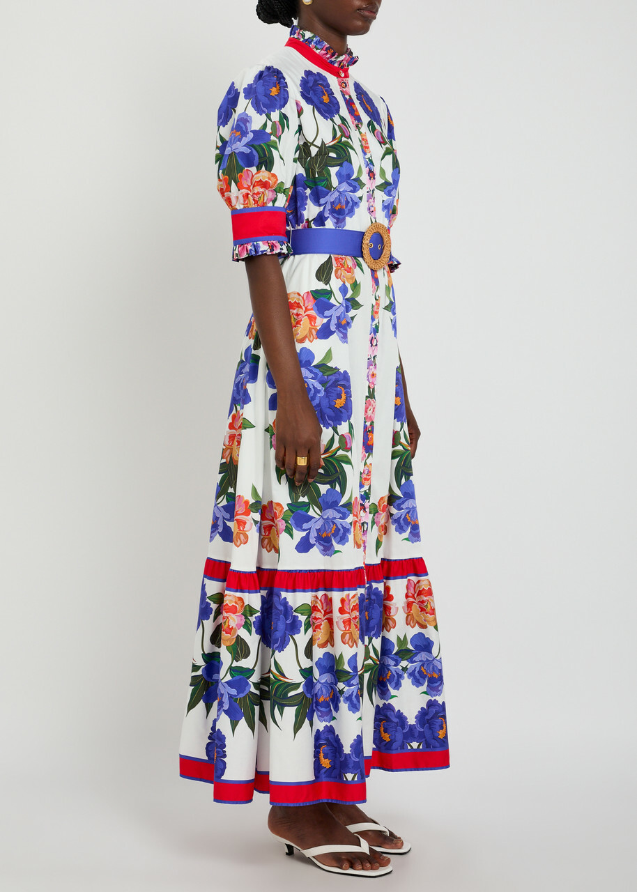 Borgo DE Nor Marni Floral-print Belted Cotton Maxi Dress Multicoloured
