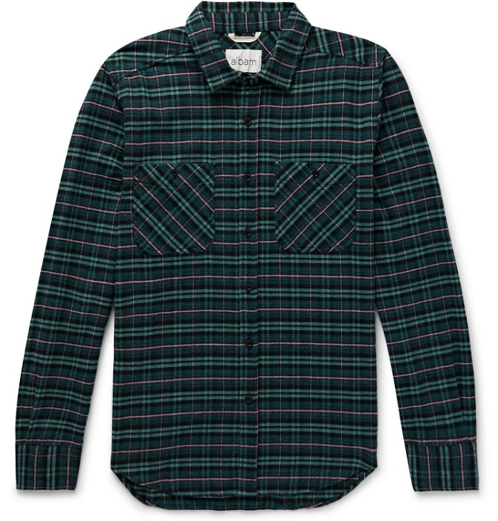 Photo: Albam - Checked Cotton-Flannel Shirt - Green