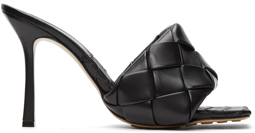 Photo: Bottega Veneta Black Intrecciato Lido Heeled Sandals
