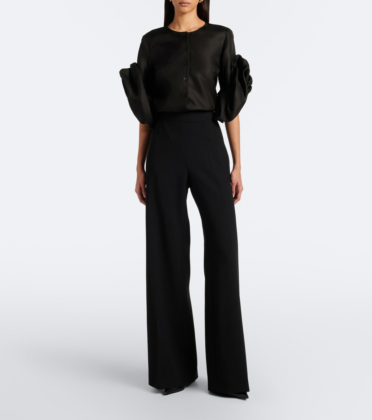 Carolina Herrera Floral-appliqué silk top