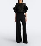 Carolina Herrera Floral-appliqué silk top