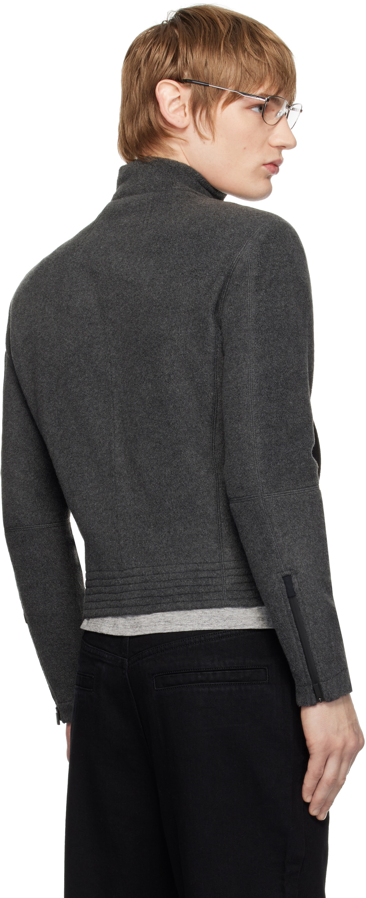 Fax Copy Express Gray Fleece Zip-Up Jacket